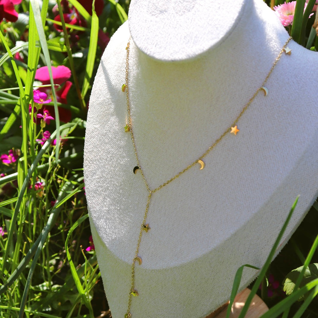 Collier en Y lunes et étoiles