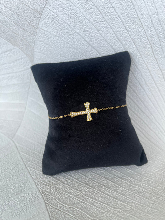 Bracelet croix avec strass