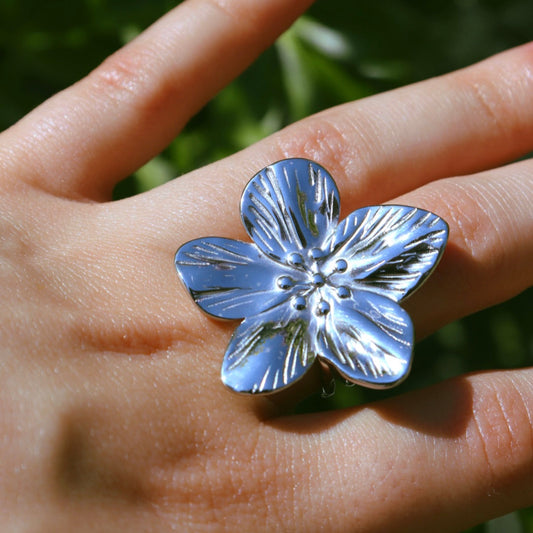 Bague fleur argenté