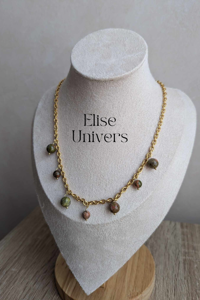 Collier chaine Unakite 6,8mm