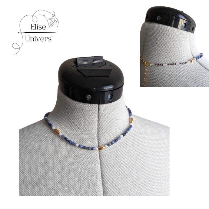 Collier sodalite ovale