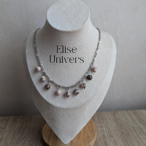 Collier rhodonite 8 mm chaine